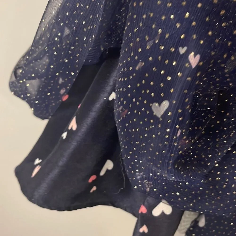 Youngland Girl's Pink Ruffled Detail‎ Unicorn Heart Print Dress Size 12 NWT